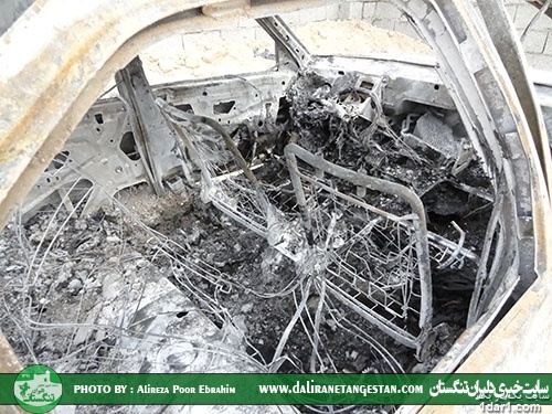 فوت زن باردار در بوشهر بر اثر آتش سوزی پژو 206+تصاویر