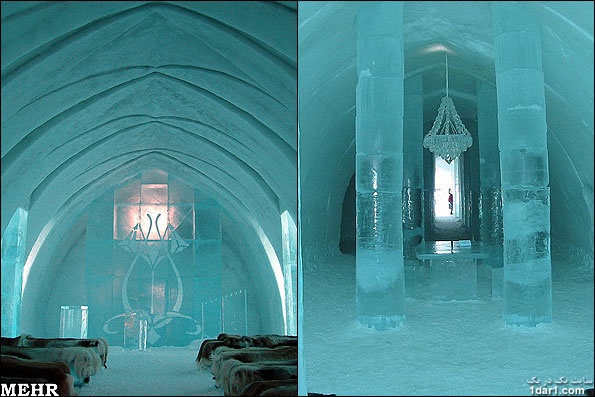 تصویر زیبا از مسجدی که از یخ ساخته شده 