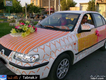 ماشین عروس با تزئین کارت شارژ+تصاویر